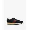 Gucci Mens Black Kids' Nora Nylon And Suede Trainers Eur 44 / 10 Uk