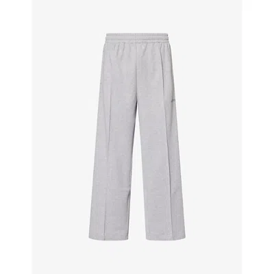 Gucci Mens Light Grey Mel/mix Striped-panel Straight-leg Cotton-blend Jogging Bottoms In Gray