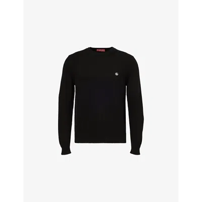 GUCCI MENS GUCCI LOGO-EMBROIDERED CREWNECK WOOL AND CASHMERE JUMPER