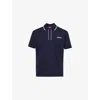 Gucci Mens Logo Text Embroidered Cotton Polo Shirt Blue Navy In Blue Navy