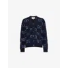 Gucci Mens Monogram-print V-neck Relaxed-fit Wool-blend Cardigan Navy Mc Xl In Navy Mc