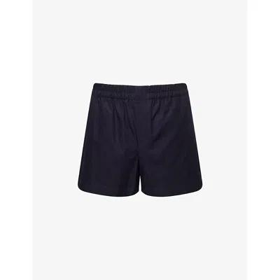 Gucci Mens Navy Logo-embroidered Cotton Oxford Shorts In Blue