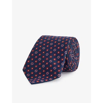 Gucci Mens  Gg Monogram Jacquard Silk Tie In Navy/pink