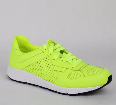 Pre-owned Gucci Mens Neon Yellow Leather Lace-up Running Sneakers 369088 7102