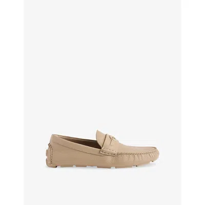 Gucci Mens  Gg Leather Driver Loafers In Oat