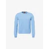 Gucci Mens Powder Azure/blue Logo-embroidered Crewneck Knitted Wool Jumper In Blue