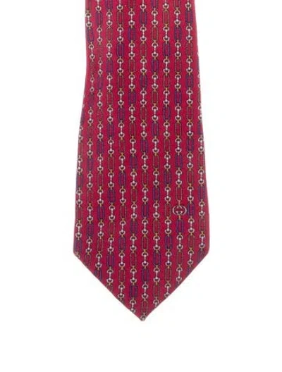 Pre-owned Gucci Mens Red Pattern Print Tie