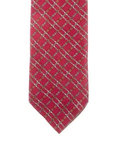 Pre-owned Gucci Mens Red Pattern Print Tie