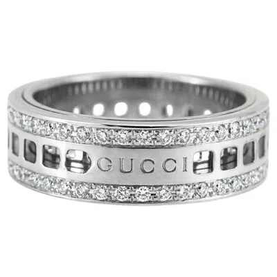 Pre-owned Gucci Men�s Retired  18k White Gold 0.99ctw Diamond Eternity Spinning Band Ring