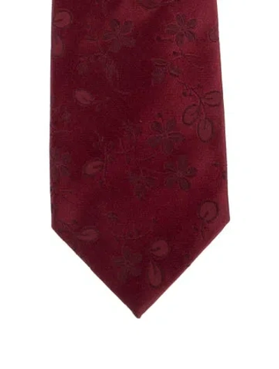Pre-owned Gucci Mens' Silk Floral Tie In Red