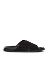 Gucci Men Black Suede Slippers In Nude & Neutrals