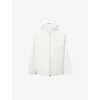 Gucci White Jacket With Logo Lettering Embroidery On The Front And Maxi Web Print On The Rear In Cot