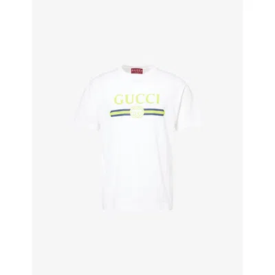 Gucci Mens White/mc Logo-print Relaxed-fit Cotton-jersey T-shirt Xxl