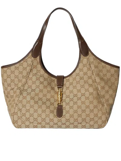 Gucci Mercato Orig Black Polyester Cotton Handbag In Brown