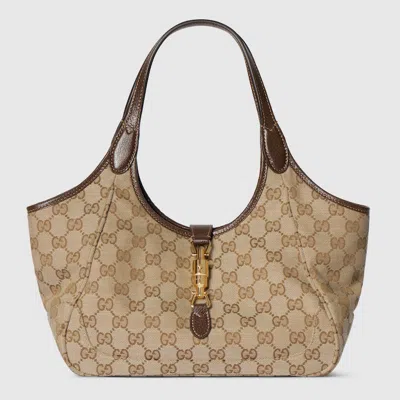 Gucci Small Mercato Canvas Tote Bag In Neutral
