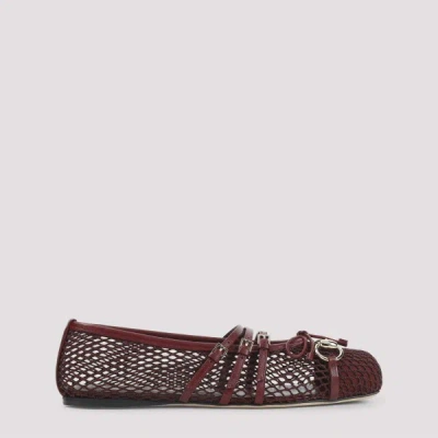 Gucci Mesh Ballerinas 37+ In Burgundy