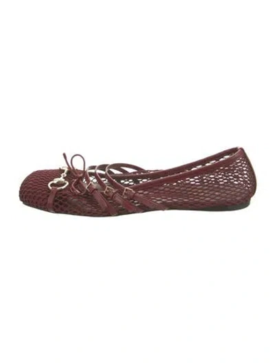 Pre-owned Gucci Mesh Ballet Flats In Burgundy
