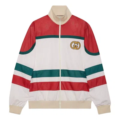Gucci Mesh Fabric Zip Jacket 'off White Red'