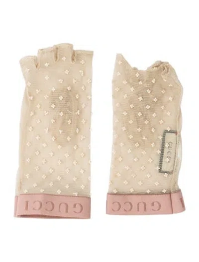 Pre-owned Gucci Mesh Fingerless Gloves In Neutrals