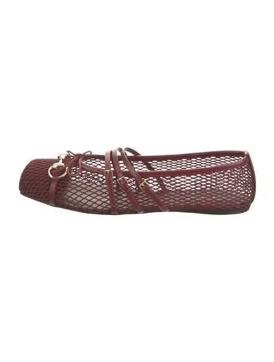 Pre-owned Gucci Mesh Flats In Burgundy
