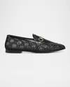 Gucci Mesh Gg Crystal New Jordaan Loafers In Black