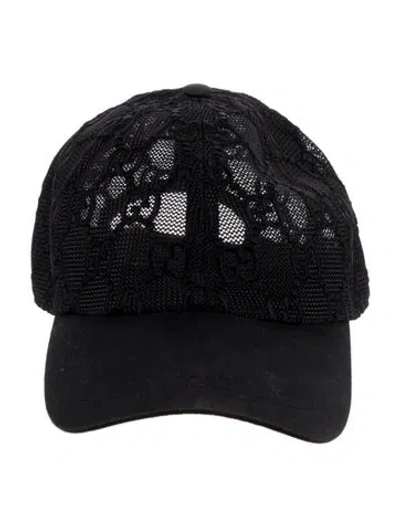 Pre-owned Gucci Mesh Gg Monogram Baseball Hat In Black