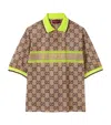 Gucci Logo Tech & Mesh Polo Shirt In Beige