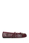 Gucci Mesh Horsebit Ballerinas In Burgundy