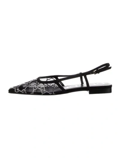 Pre-owned Gucci Mesh Lace Pattern Flats In Black