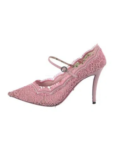 Pre-owned Gucci Mesh Lace Pattern Pumps In Pink