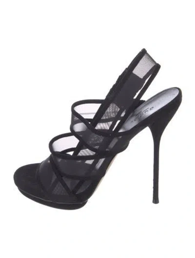 Pre-owned Gucci Mesh Mesh Accents Gladiator Sandals In Black