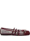 Gucci Mesh-panel Buckle Ballet Flats In Burgundy