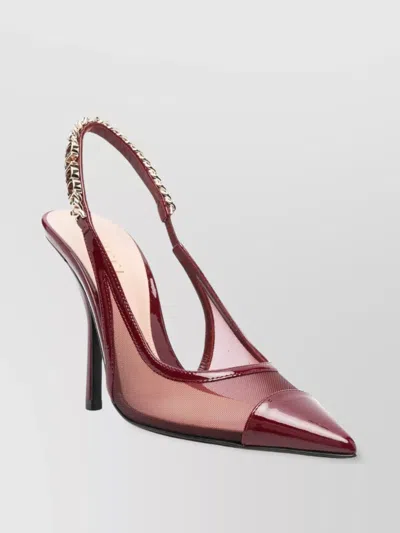 GUCCI MESH PANEL CHAIN DETAIL POINTED TOE PUMPS