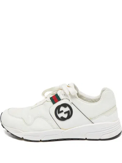 Pre-owned Gucci Mesh-panelled Sneakers In White