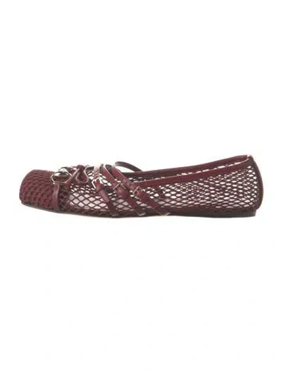 Pre-owned Gucci Mesh Patterned Ballet Flats In Burgundy