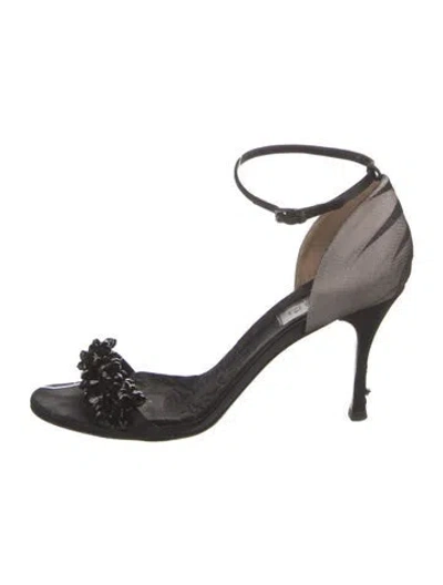 Pre-owned Gucci Mesh Patterned Sandals In Black