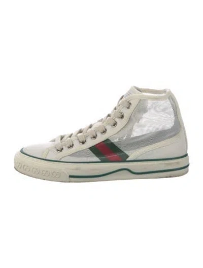Pre-owned Gucci Mesh Printed Sneakers In White