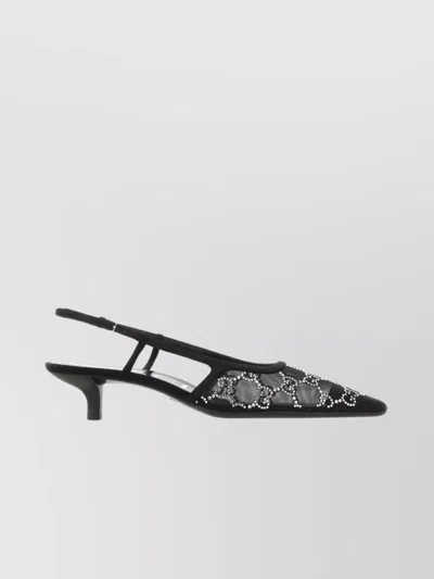 GUCCI MESH PUMPS WITH EMBELLISHED STRAPPY DESIGN