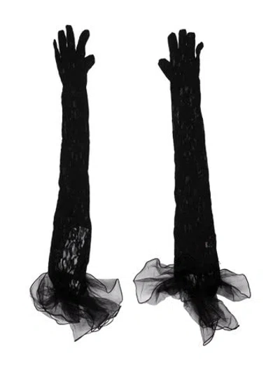 Pre-owned Gucci Mesh Ruffle Gloves In Black