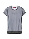 Gucci Double-layer Soft T-shirt With Interlocking G Graphic In Blue