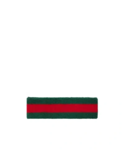 Gucci Mesh Terry Cloth Headband In Green