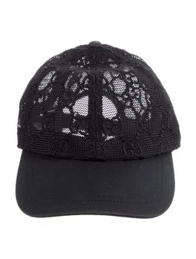 Pre-owned Gucci Mesh Trimmed Baseball Cap In Black