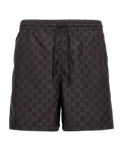 Gucci Mesh-lined Swim Shorts In Brown