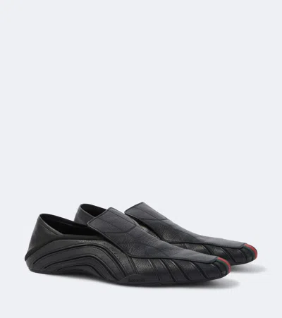 Gucci Mesh-trimmed Leather Loafers In Black
