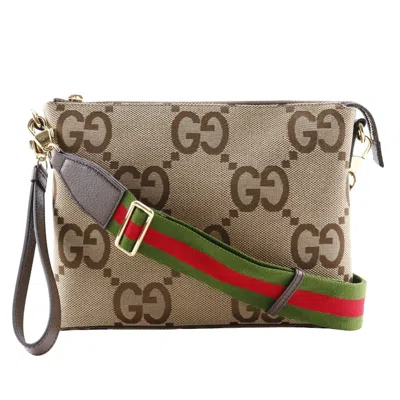 Pre-owned Gucci Messenger Beige Canvas Shoulder Bag ()