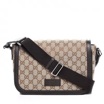 Pre-owned Gucci Messenger Crossbody Ssima Gg Adjustable Strap Brown/beige In Multi