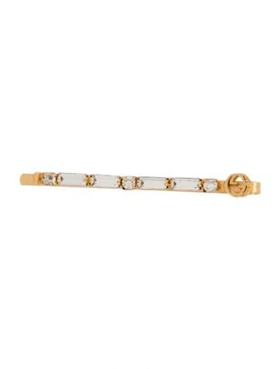 Pre-owned Gucci Metal And Crystal Hair Clip In Gold