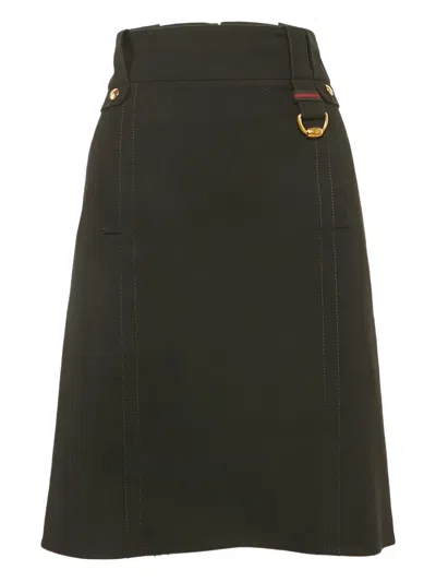 Pre-owned Gucci Metal-detail Midi Skirt In Black