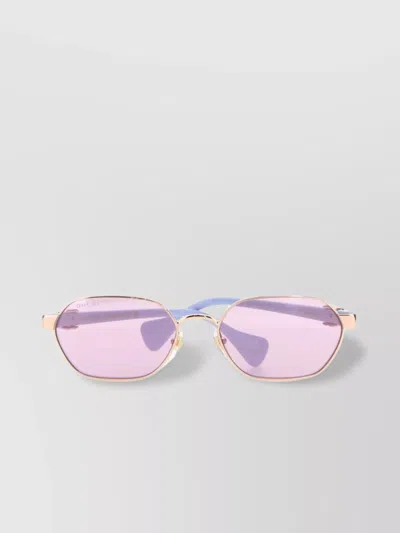 Gucci Metal Oval Sunglasses Thin Frame Tinted Lenses In Pink