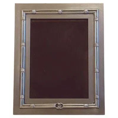 Pre-owned Gucci Metal Photo Frame, White Glass, Mid-century Modern, Italy, 1970s